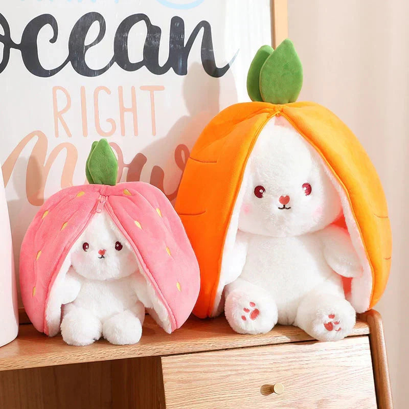 🎅Nice Gift🍓Strawberry Bunny Transformed into Little Rabbit🎀 Fruit Doll Plush Toy🐰
