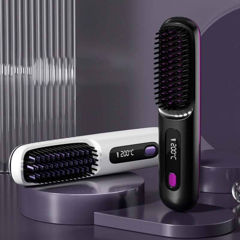 💁‍♀️Wireless Ceramic Hair Straightening Comb – Fast Heating, Anti-Frizz & Tangle-Free Design ✨