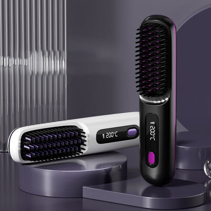 💁‍♀️Wireless Ceramic Hair Straightening Comb – Fast Heating, Anti-Frizz & Tangle-Free Design ✨