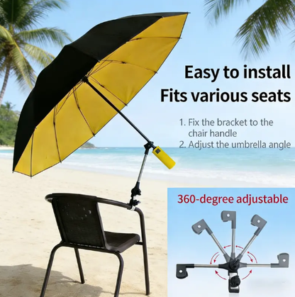Outdoor Camping Sunshade Umbrella with Clip, Sun Parasol Umbrella, 49-Inch Large Canopy, UV Protection, Beach Gear, Ideal for Travel, Fishing, Golf, Sports Events, Lightweight Canopy