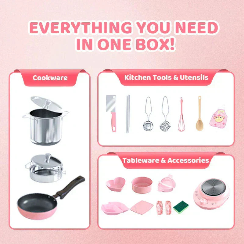 👧🏻 60% OFF NOW! 🎉 Kids' Realistic Mini Kitchen Set – 22 PCS, Sound & Light, Educational Play 🍳📦