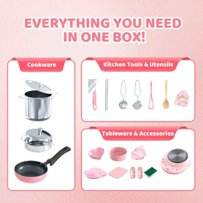 👧🏻 60% OFF NOW! 🎉 Kids' Realistic Mini Kitchen Set – 22 PCS, Sound & Light, Educational Play 🍳📦