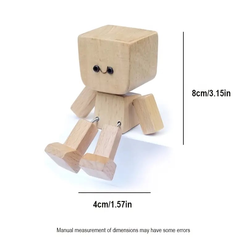 🔥Charming Little Swaying Wooden Figure & 12PCS Magnetic Expressions