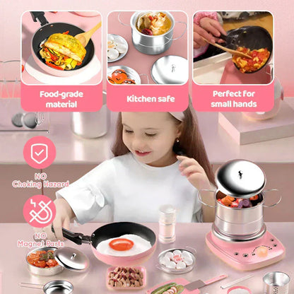 👧🏻 60% OFF NOW! 🎉 Kids' Realistic Mini Kitchen Set – 22 PCS, Sound & Light, Educational Play 🍳📦