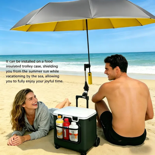 Outdoor Camping Sunshade Umbrella with Clip, Sun Parasol Umbrella, 49-Inch Large Canopy, UV Protection, Beach Gear, Ideal for Travel, Fishing, Golf, Sports Events, Lightweight Canopy