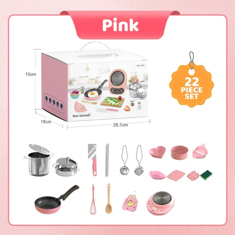 👧🏻 60% OFF NOW! 🎉 Kids' Realistic Mini Kitchen Set – 22 PCS, Sound & Light, Educational Play 🍳📦