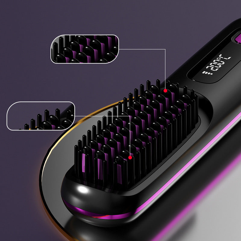 💁‍♀️Wireless Ceramic Hair Straightening Comb – Fast Heating, Anti-Frizz & Tangle-Free Design ✨