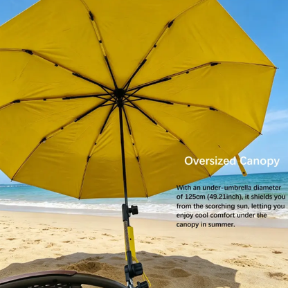 Outdoor Camping Sunshade Umbrella with Clip, Sun Parasol Umbrella, 49-Inch Large Canopy, UV Protection, Beach Gear, Ideal for Travel, Fishing, Golf, Sports Events, Lightweight Canopy