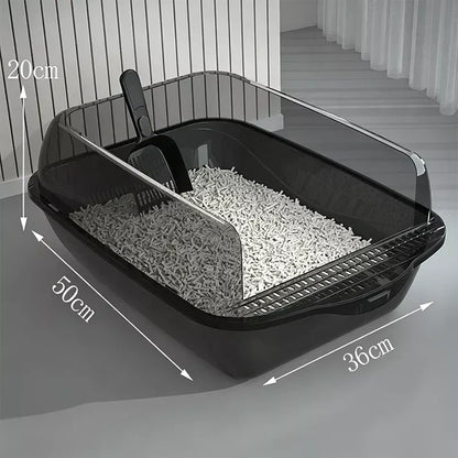 Semi-Enclosed Plastic Litter Box with Splash Guard