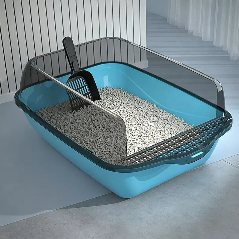 Semi-Enclosed Plastic Litter Box with Splash Guard