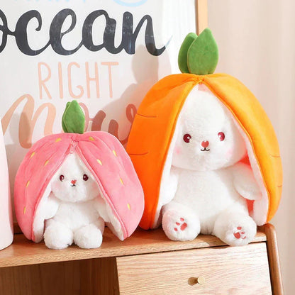 🎅Nice Gift🍓Strawberry Bunny Transformed into Little Rabbit🎀 Fruit Doll Plush Toy🐰