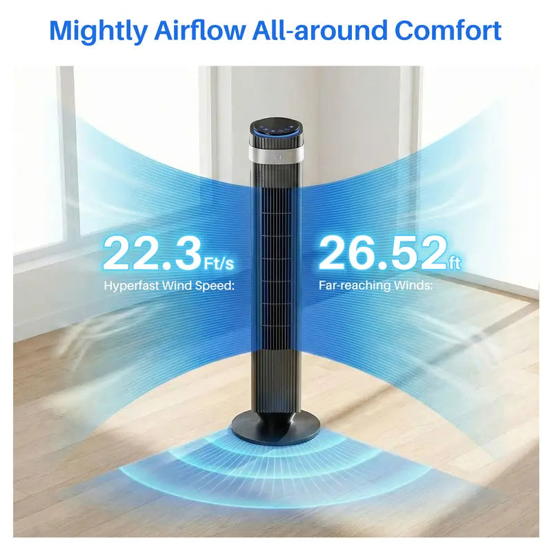 【New】Tower Fan for Bedroom, 28dB Silent Standing Fan with 12H Timer, Smart Auto Mode, 64° Oscillating Bladeless Cooling Fan for Home Office