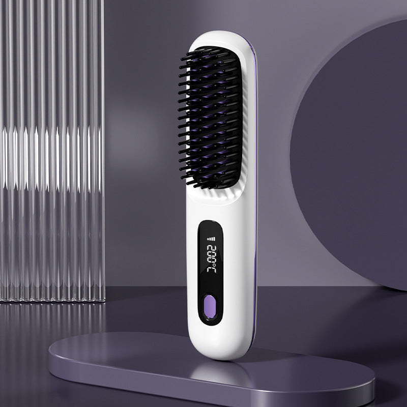 💁‍♀️Wireless Ceramic Hair Straightening Comb – Fast Heating, Anti-Frizz & Tangle-Free Design ✨
