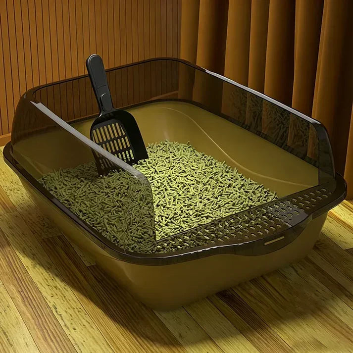 Semi-Enclosed Plastic Litter Box with Splash Guard
