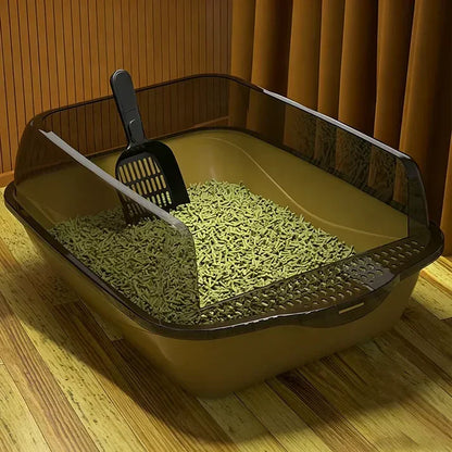 Semi-Enclosed Plastic Litter Box with Splash Guard