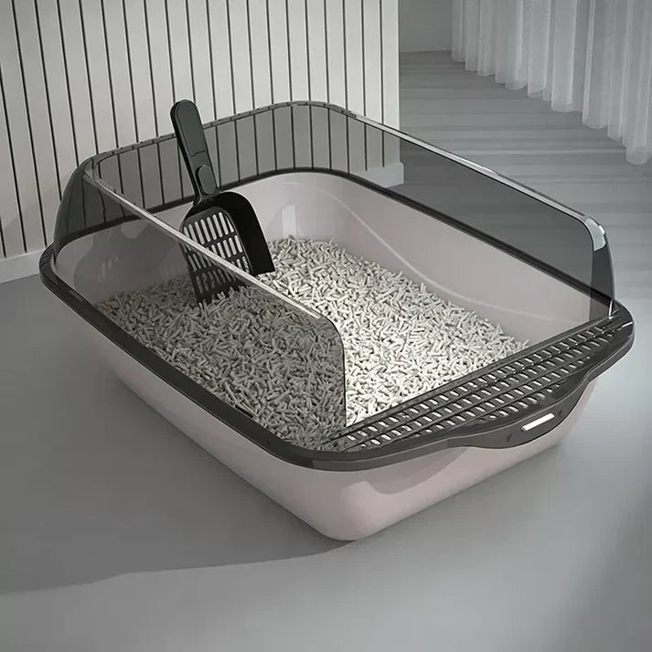 Semi-Enclosed Plastic Litter Box with Splash Guard