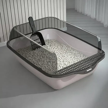 Semi-Enclosed Plastic Litter Box with Splash Guard