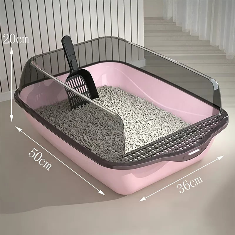 Semi-Enclosed Plastic Litter Box with Splash Guard