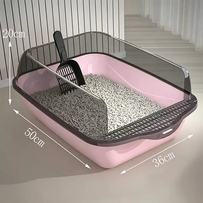 Semi-Enclosed Plastic Litter Box with Splash Guard