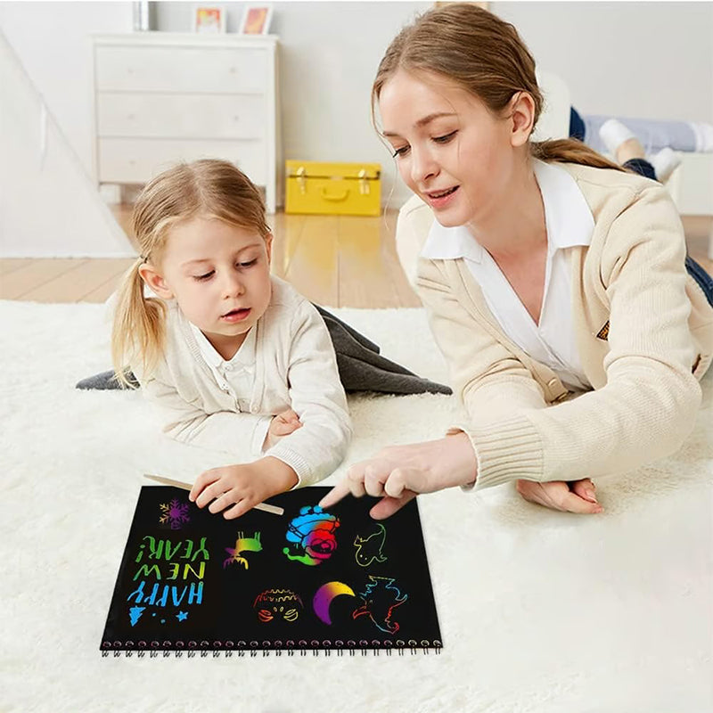 ⏳Limited-time 41% off⏰ Rated 5/5 by 10,000+ Users Creative Rainbow Scratch Art Notebook