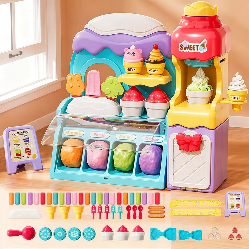 🎄Xmas-Sale 50% Off🍦✨【DIY Ice Cream Play Dough Set for Kids】✨ - Creative Play Dough Kit for Kids' Role Play & Sensory Skills, Ideal Gift!🎁