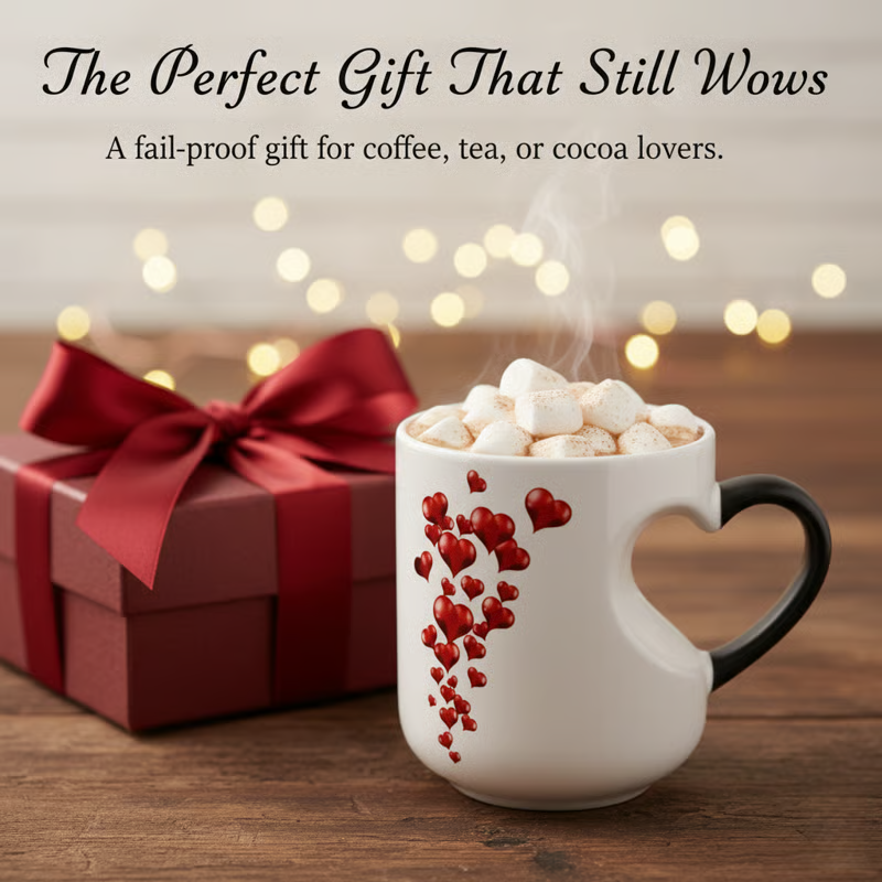 ⏳Limited-time 50% off⏰Color Changing Heart Handle Ceramic Mug for Valentine's Day💖☕
