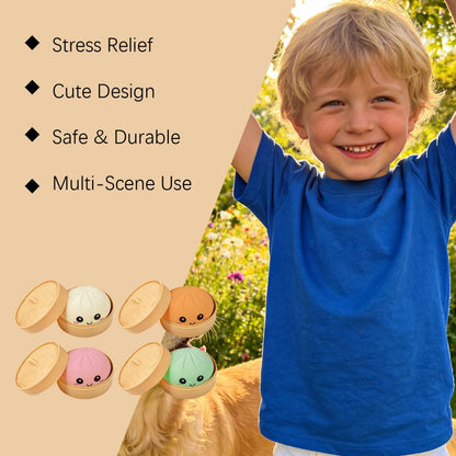 Cute Dumpling Squeeze Toy with Steamer