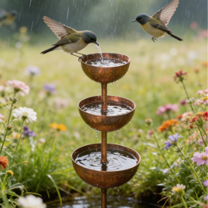💐3-Tier Rustic Metal Bird Feeder & Drinker Stake
