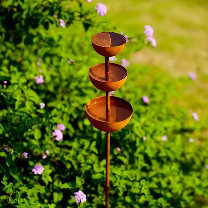 💐3-Tier Rustic Metal Bird Feeder & Drinker Stake