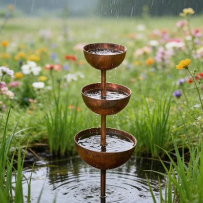 💐3-Tier Rustic Metal Bird Feeder & Drinker Stake