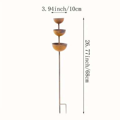 💐3-Tier Rustic Metal Bird Feeder & Drinker Stake