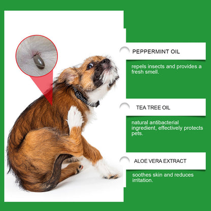 🥳2026 HOT SALE🥳🍃🐾 50% OFF! Natural Flea & Tick Spray – Peppermint & tea tree oil, safe for cats & dogs. Soothes itchy skin, no harsh chemicals. Just spray & go. A gentle pest solution. 🌿✨