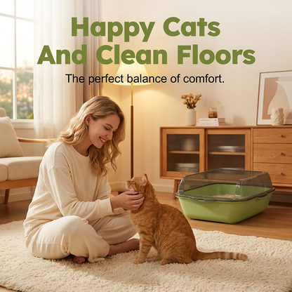 Semi-Enclosed Plastic Litter Box with Splash Guard