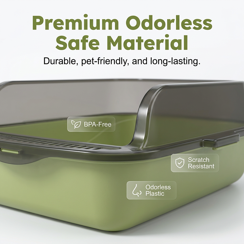 Semi-Enclosed Plastic Litter Box with Splash Guard
