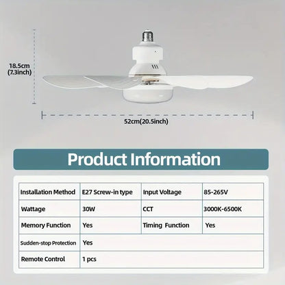 🔥50%OFF🎁2-IN-1 PORTABLE CEILING FAN & LIGHT with Remote Control